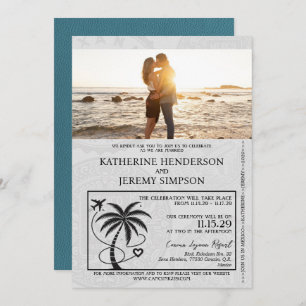 Cyan Mexico Passport Wedding Invitation