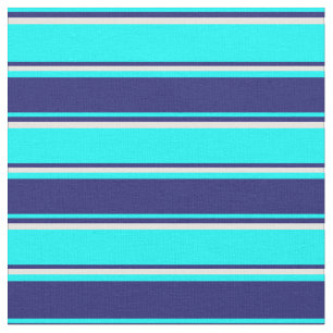 Cyan, Midnight Blue, and Mint Cream Pattern Fabric