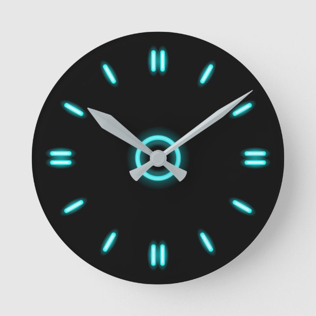 Cyan Neon Round Clock (Front)