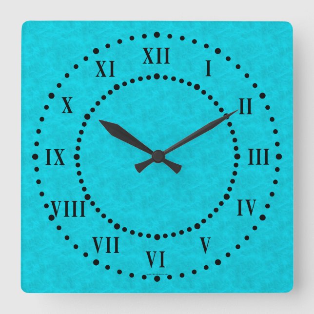 Cyan Parchment Look Roman Numerals Wall Clock (Front)