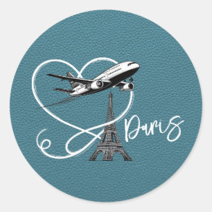 Cyan Paris Passport  Classic Round Sticker
