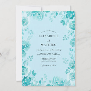 Cyan Petal Wedding Invitation