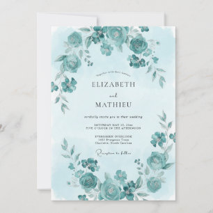 Cyan Pristine Spring Wedding Invitation