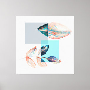 Cyan Red Leaf Canvas Print