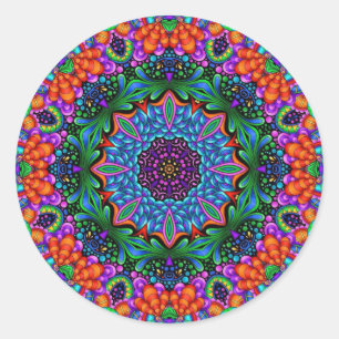 Cyan & Sapphire Kaleidoscope Mandala Stickers