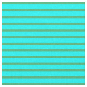 Cyan & Sea Green Coloured Pattern of Stripes Fabric