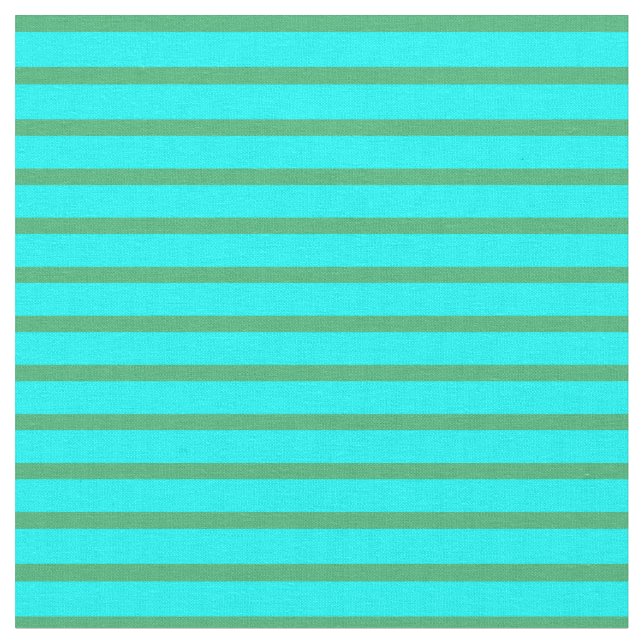 Cyan & Sea Green Coloured Pattern of Stripes Fabric (Close Up)