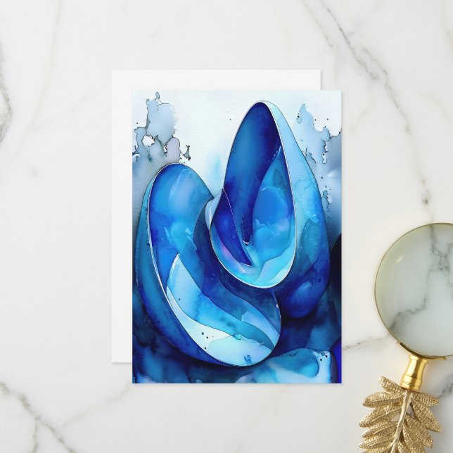 Cyan Seashell Whirl   Thank You Card (Front/Back In Situ)
