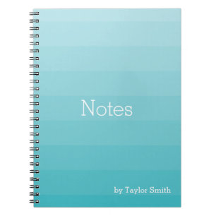 Cyan Shades of Blue Horizontal Stripes Youthful Spiral Notebook