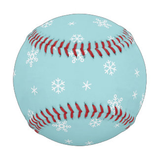 Cyan Snowflake Pattern Holiday Baseball