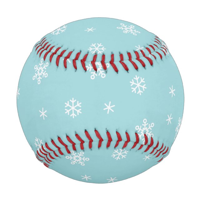 Cyan Snowflake Pattern Holiday Baseball (Front)
