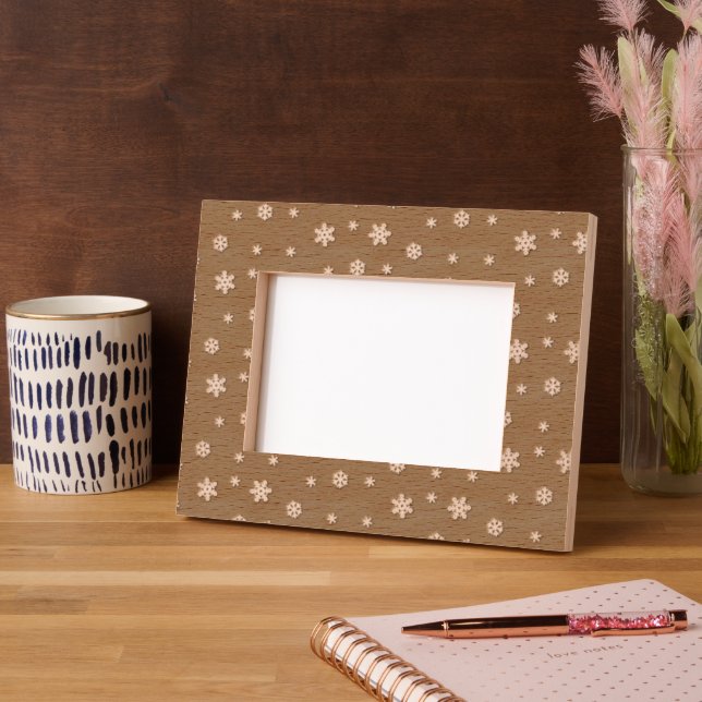 Cyan Snowflake Pattern Holiday Etched Frames (Left)