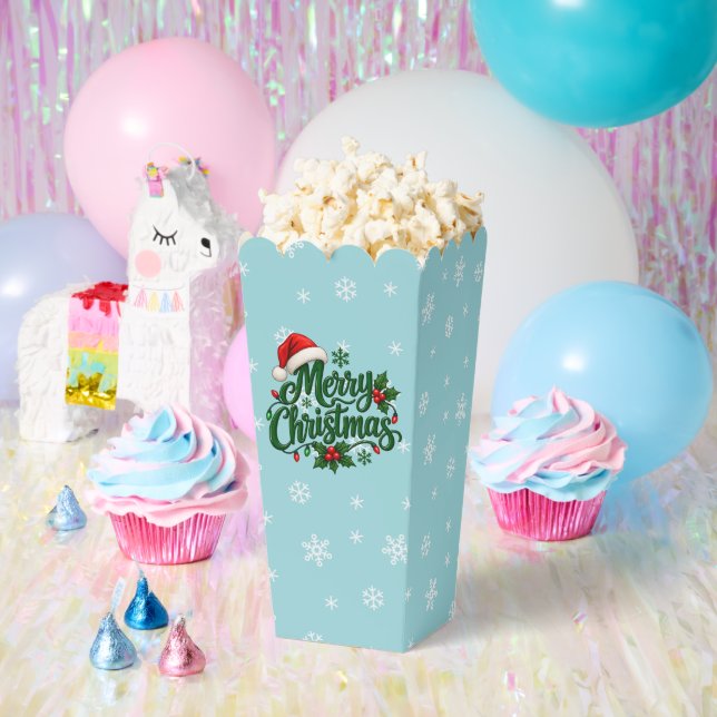 Cyan Snowflake Pattern Holiday Favour Box (Party)