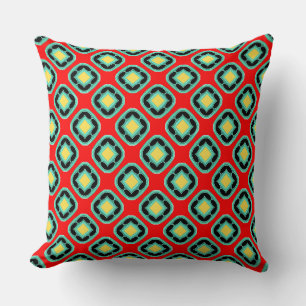Cyan Squares of Round Corners Cushion