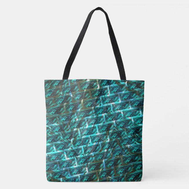 Cyan stained, grazed, grating or different brick? tote bag (Front)