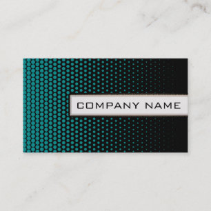 Cyan Techno Dots Elegant Modern Black Business Card