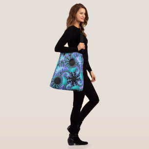Cyan Tentacle Fractal Crossbody Bag