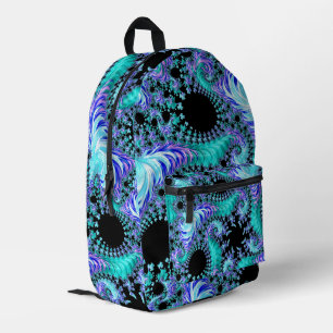 Cyan Tentacle Fractal   Printed Backpack
