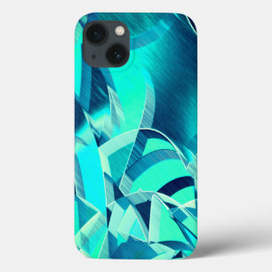 Cyan tracks with drizzles on aquamarine background iPhone 13 case