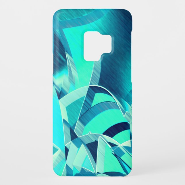 Cyan tracks with drizzles on aquamarine background Case-Mate samsung galaxy case (Back)