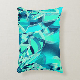 Cyan tracks with drizzles on aquamarine background decorative cushion