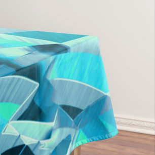 Cyan tracks with drizzles on aquamarine background tablecloth