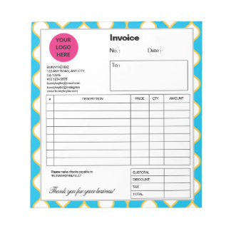 Cyan Yellow Bubble Line Company Business Invoice Notepad