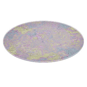 Cyan, Yellow, Magenta Swirl Cutting Board