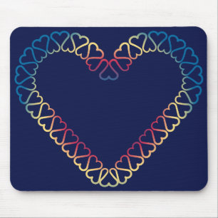 cyan yellow red heart on mouse pad