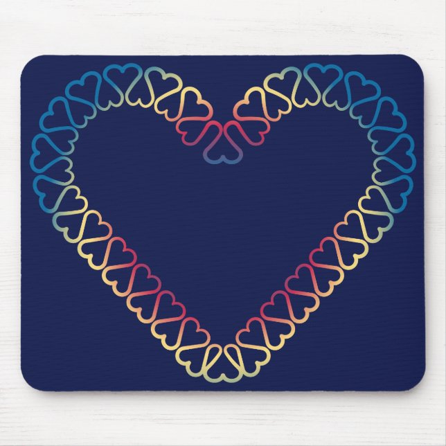 cyan yellow red  heart on mouse pad (Front)