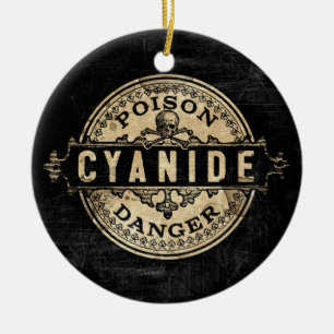 Cyanide Vintage Style Poison Label Ceramic Tree Decoration