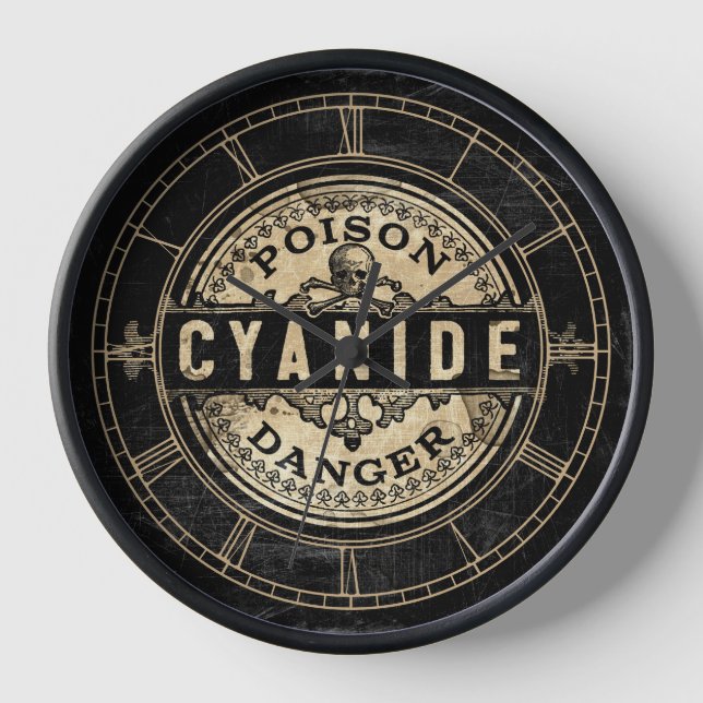 Cyanide Vintage Style Poison Label Clock (Front)