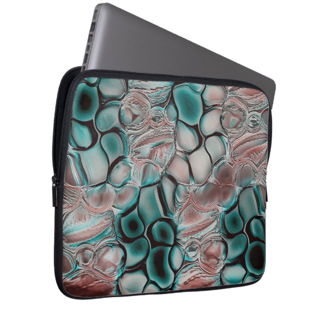 Cyanish to copper cells with soft light reflection laptop sleeve (Front Right)