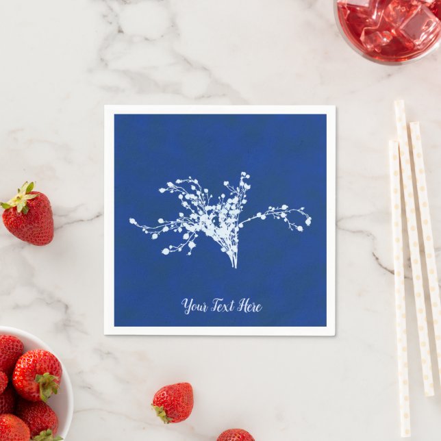 Cyano Print Berries Napkin (Insitu)