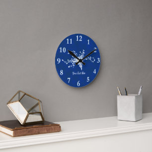 Cyano Print Berries Round Clock