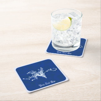 Cyano Print Berries Square Paper Coaster