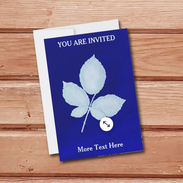 Cyano Print Bramble Leaves (Brambles Cyano Print Wedding Invitation)