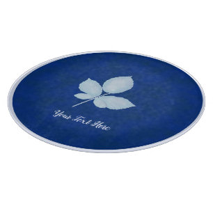 Cyano Print Bramble Leaves Cutting Board