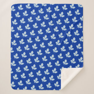 Cyano Print Bramble Leaves Sherpa Blanket