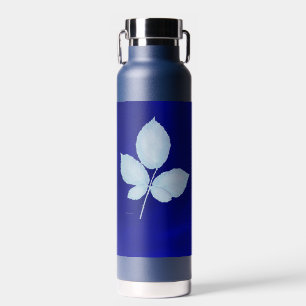 Cyano Print Bramble Leaves Water Bottle