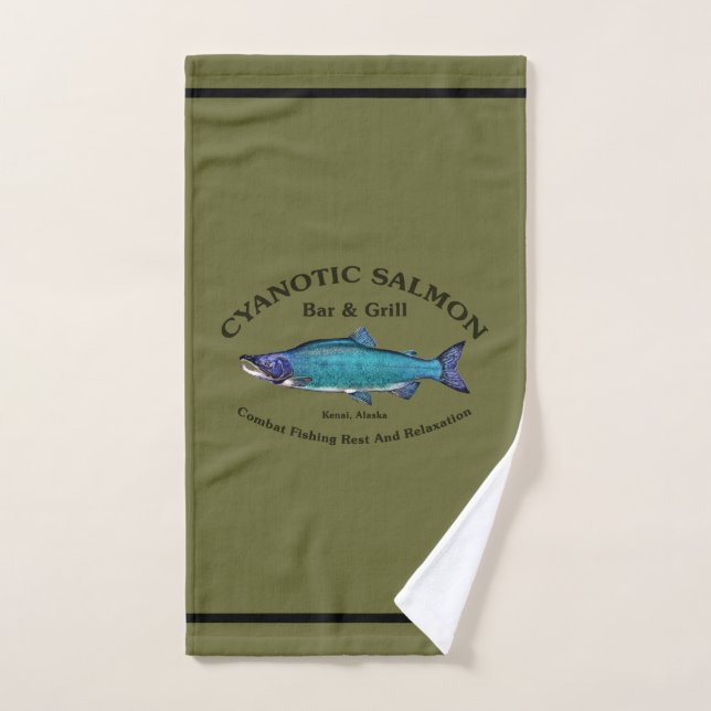 Cyanotic Salmon Bar & Grill Hand Towel (Hand Towel)