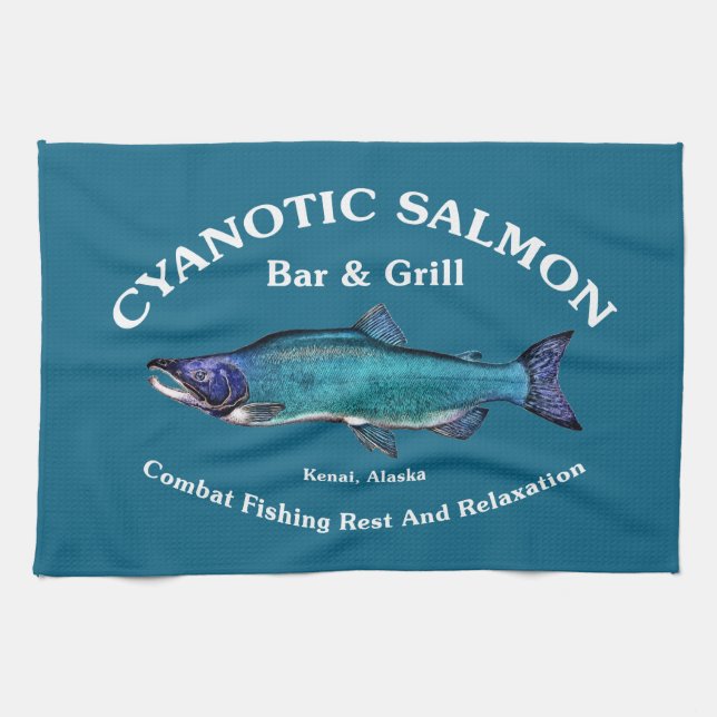 Cyanotic Salmon Bar & Grill Tea Towel (Horizontal)