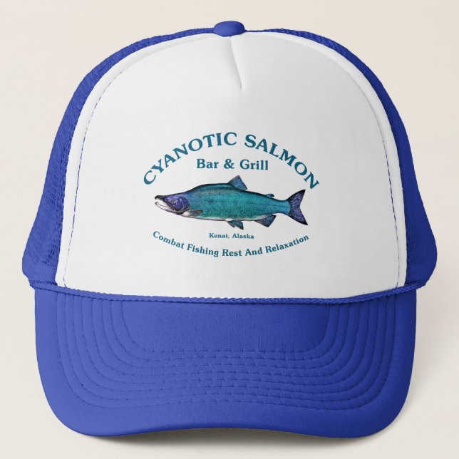 Cyanotic Salmon Bar & Grill Trucker Hat (Front)