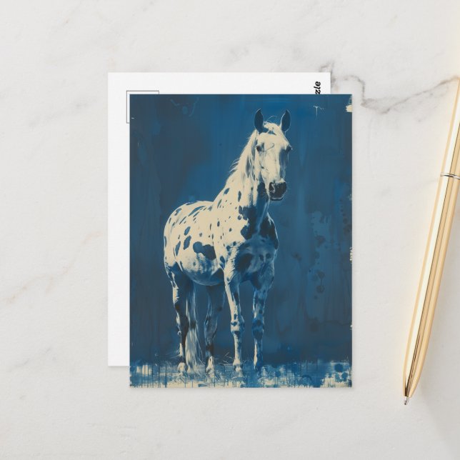 cyanotype Appaloosa horse Postcard (Front/Back In Situ)