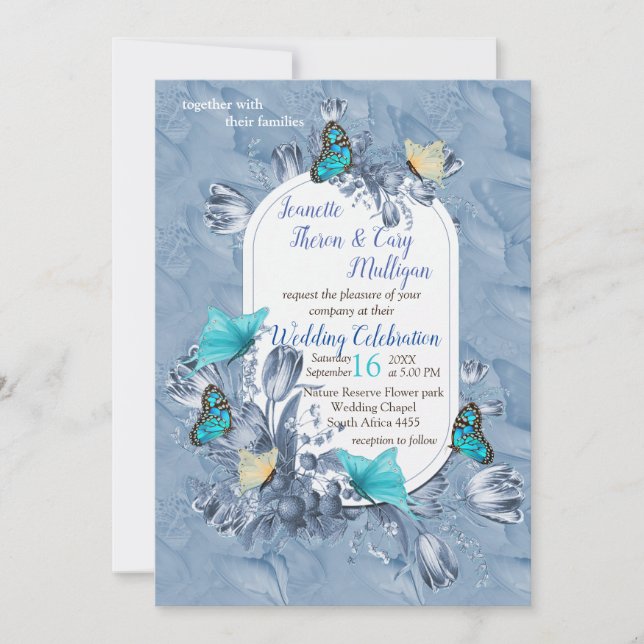 Cyanotype colours & Visiting Butterflies. Invitation (Front)