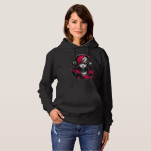 Cyber 2K Urban Emo Girl in Vibrant Pink and Black Hoodie