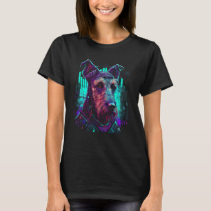 Cyber Airedale Terrier Portrait For Dog Owners T-Shirt