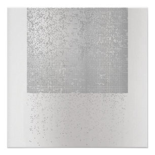 Cyber Binary Minimal Monochromatic Silver Grey Lux Poster