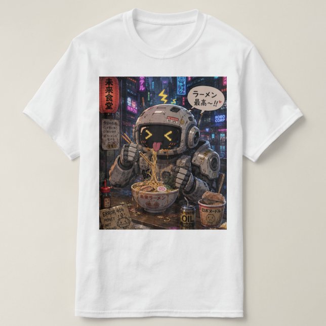 Cyber Bites – Robot Ramen Night T-Shirt (Design Front)