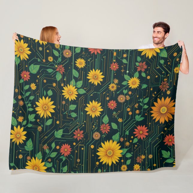 Cyber Bloom Fleece Blanket (In Situ)